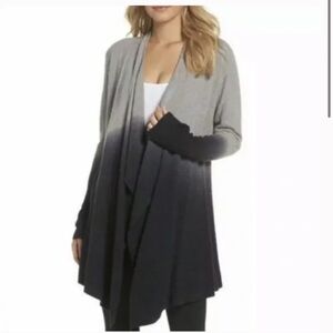 Barefoot Dreams Calypso Cardigan Ombre Gray Black Draped Open Cozy Chic